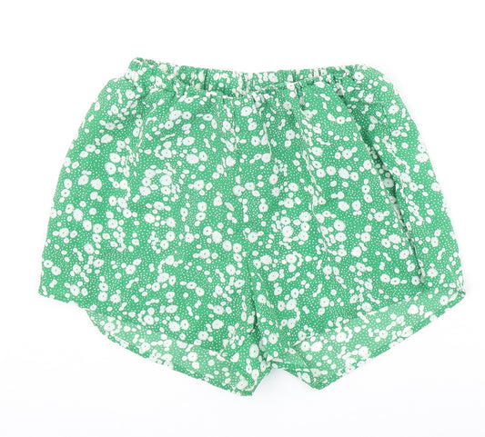 Preworn Womens Green Floral Polyester Basic Shorts Size S Regular Pull On