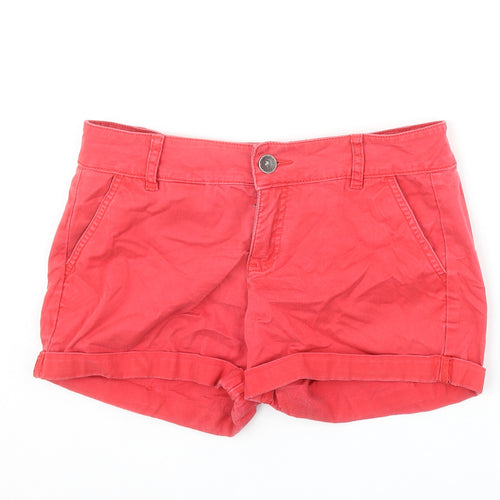 Stile Benetton Womens Red Cotton Mom Shorts Size 12 Regular Zip