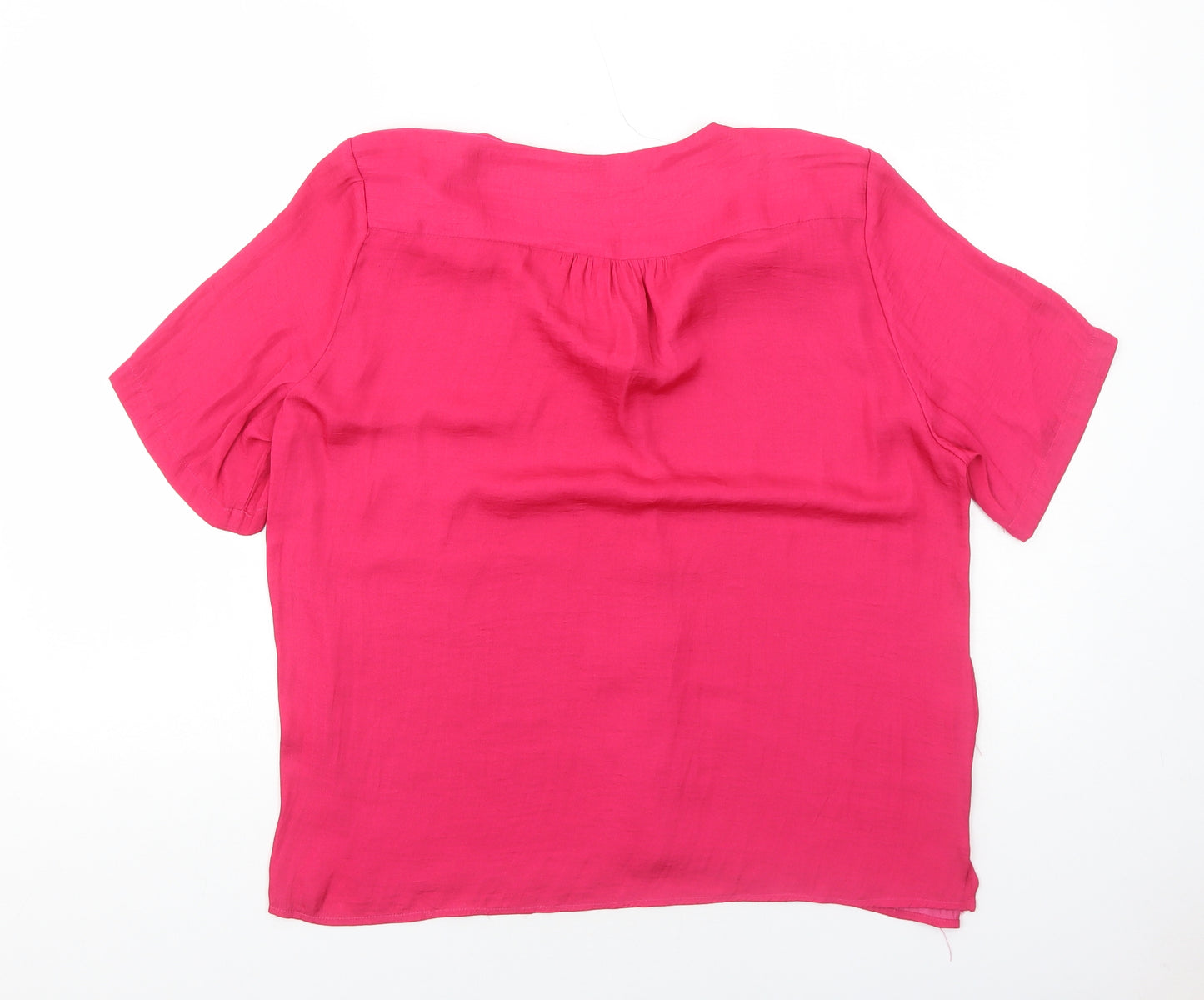 Sfera Womens Pink Polyester Basic Blouse Size L V-Neck
