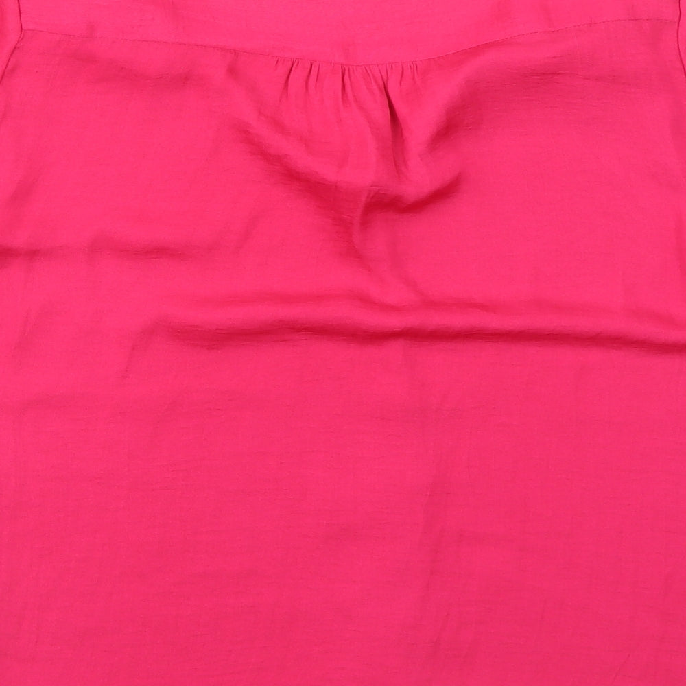 Sfera Womens Pink Polyester Basic Blouse Size L V-Neck