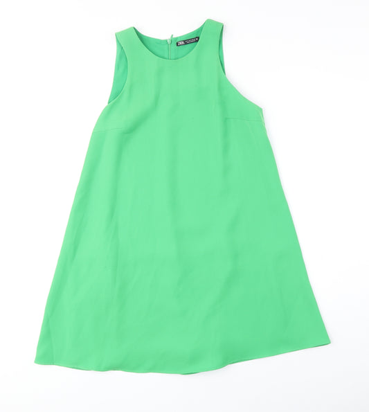 Zara Womens Green Polyester Playsuit One-Piece Size S Zip - Dress Overlay