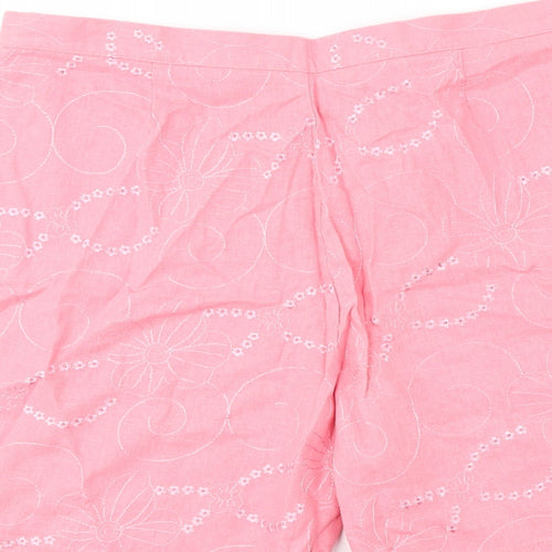 Papaya Womens Pink Geometric Linen Mom Shorts Size 14 Regular Zip