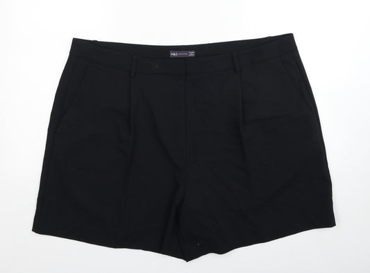 Marks and Spencer Womens Black Polyester Mom Shorts Size 22 Regular Zip