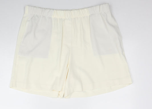 Marks and Spencer Womens Ivory Polyester Basic Shorts Size 18 Regular Zip