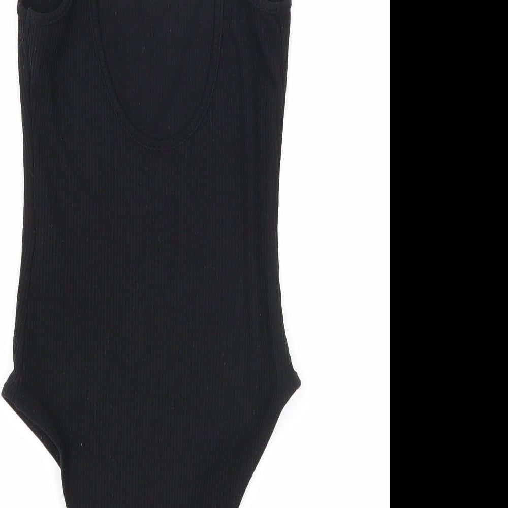 SheIn Womens Black Viscose Bodysuit One-Piece Size XS Snap