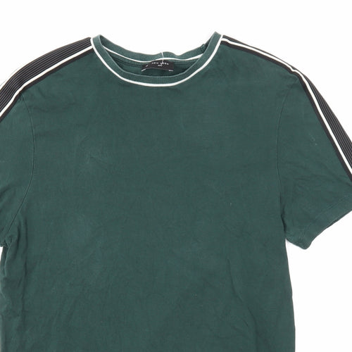 New Look Mens Green Cotton T-Shirt Size M Round Neck