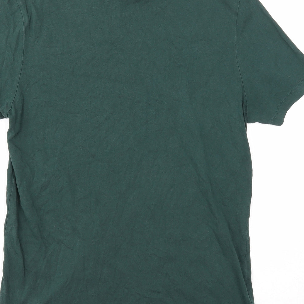 New Look Mens Green Cotton T-Shirt Size M Round Neck