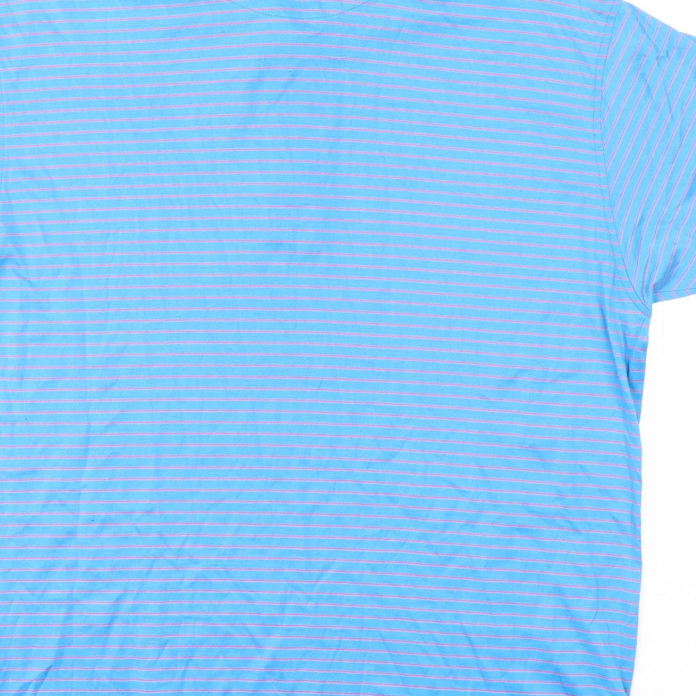 Bobby Jones Mens Blue Striped Cotton Polo Size S Collared Button