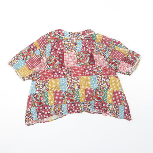 TU Girls Multicoloured V-Neck Geometric Viscose Cardigan Jumper Size 8 Years Pullover