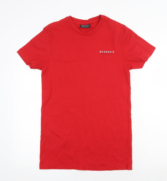 McKenzie Mens Red Cotton T-Shirt Size XS Round Neck