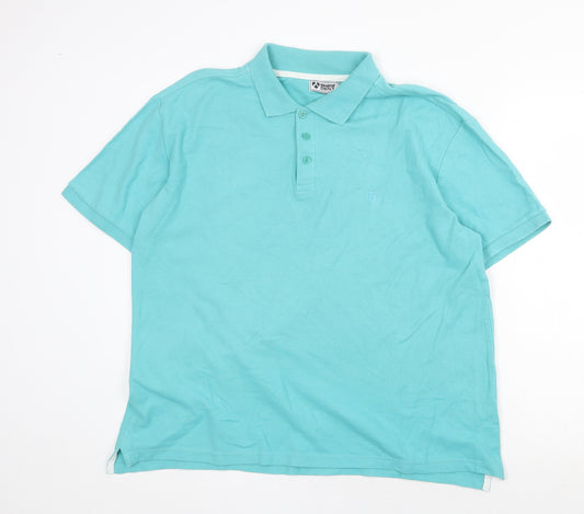 Dissident Mens Green Cotton Polo Size L Collared Button