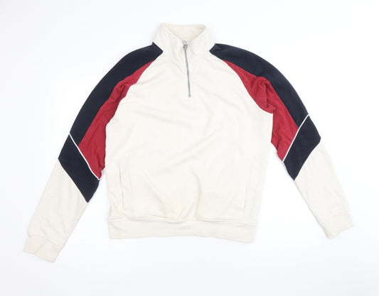 George Mens Beige Cotton Pullover Sweatshirt Size S - Colourblock