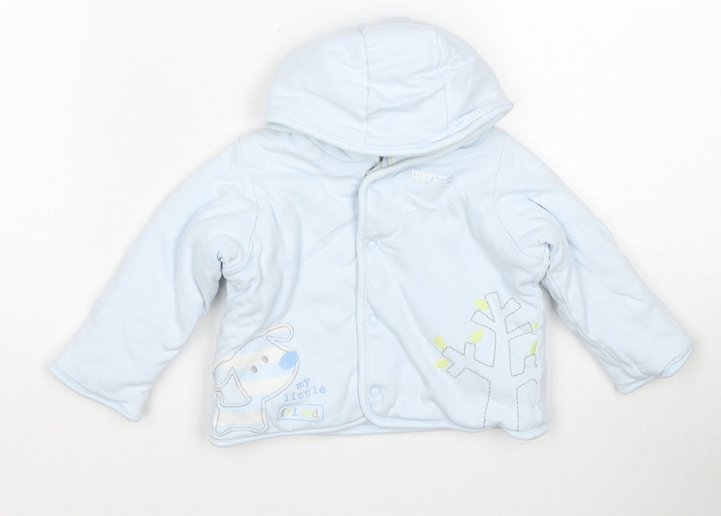 NEXT Boys Blue Jacket Size 6-9 Months Button - Dog