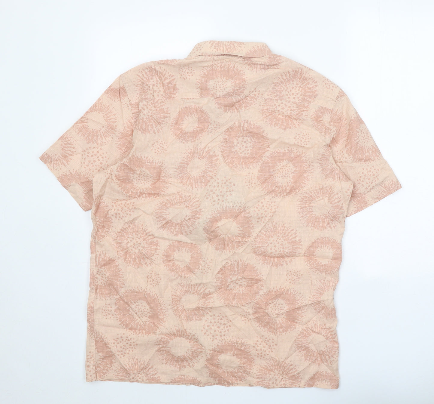 John Parker Mens Pink Geometric Cotton Button-Up Size M Collared Button