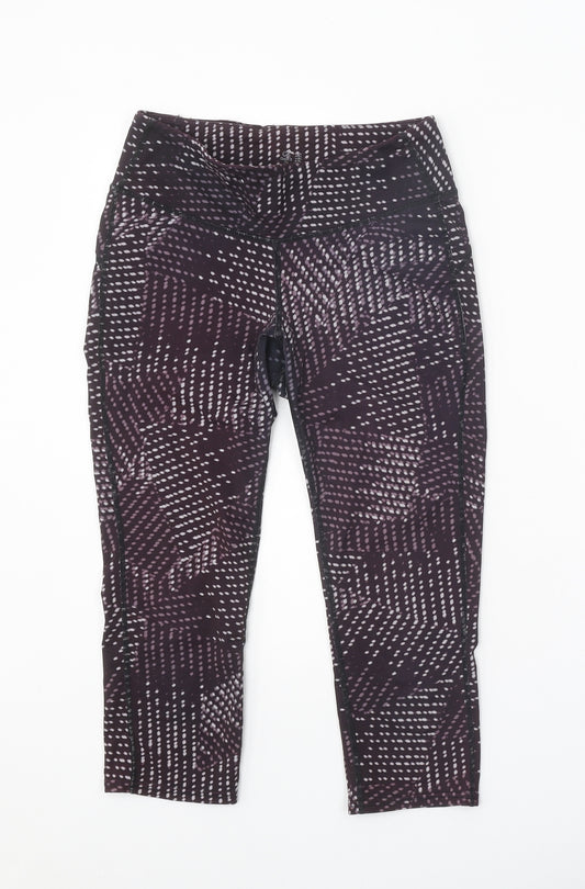 Gap Womens Purple Geometric Polyester Cropped Leggings Size S Regular Pullover