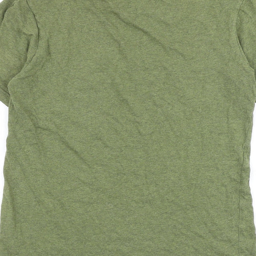 ASICS Mens Green Cotton T-Shirt Size S Round Neck