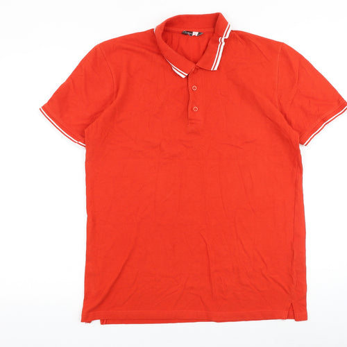 PEP&CO Mens Red Cotton Polo Size L Collared Button