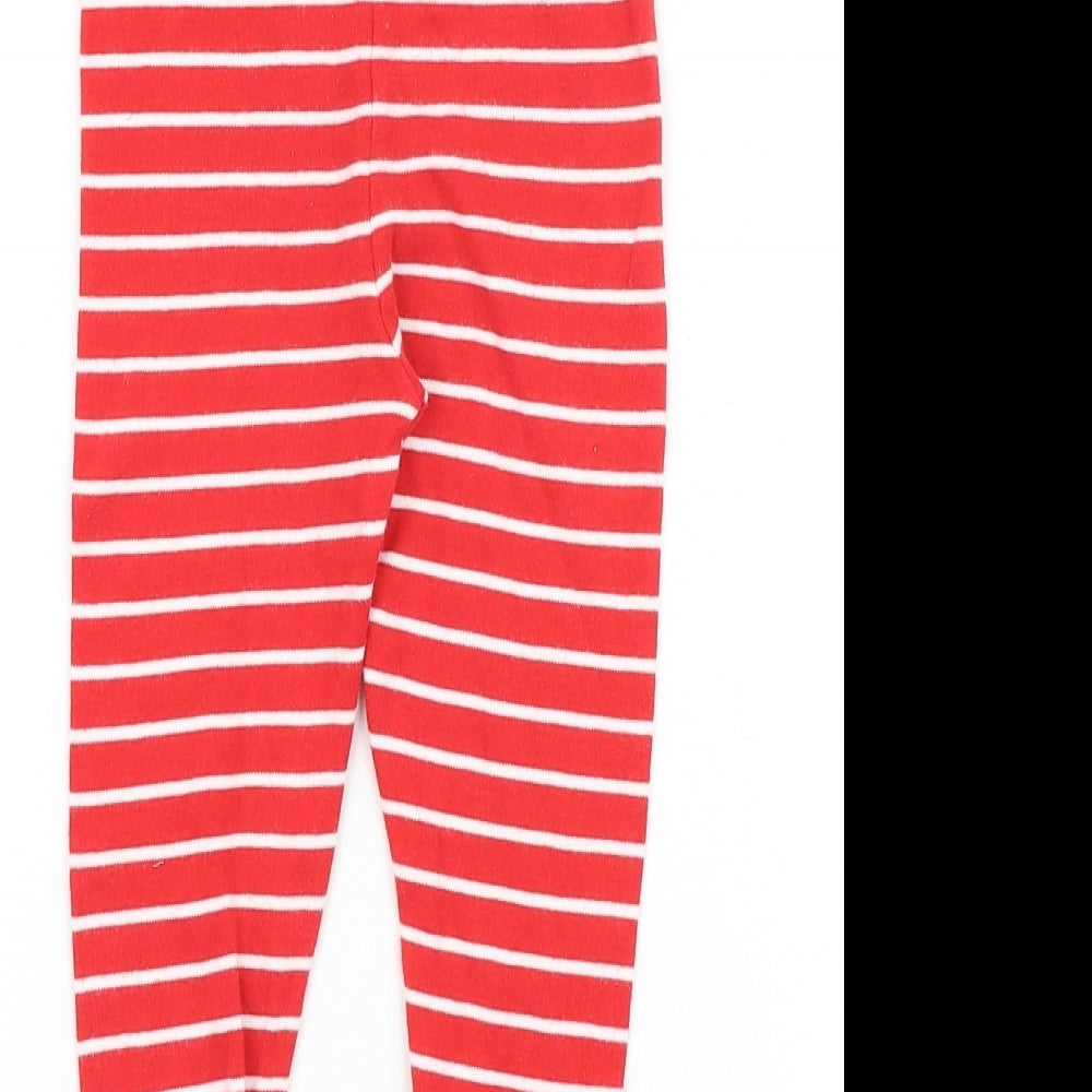 George Girls Red Striped 100% Cotton Jogger Trousers Size 2-3 Years Regular Pullover