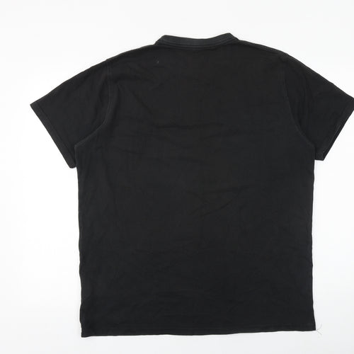 Animal Mens Black Cotton T-Shirt Size XL Round Neck