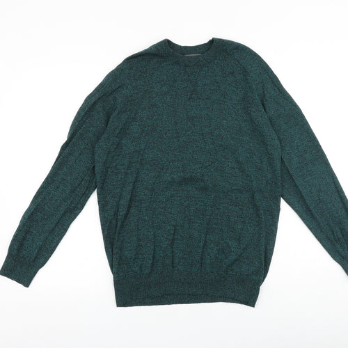 Primark Mens Green Round Neck Acrylic Pullover Jumper Size M Long Sleeve
