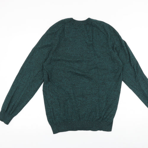 Primark Mens Green Round Neck Acrylic Pullover Jumper Size M Long Sleeve