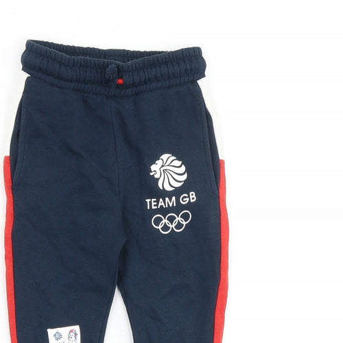 Peppa Pig Baby Blue 100% Cotton Jogger Trousers Size 18-24 Months Drawstring - Olympics Team GB