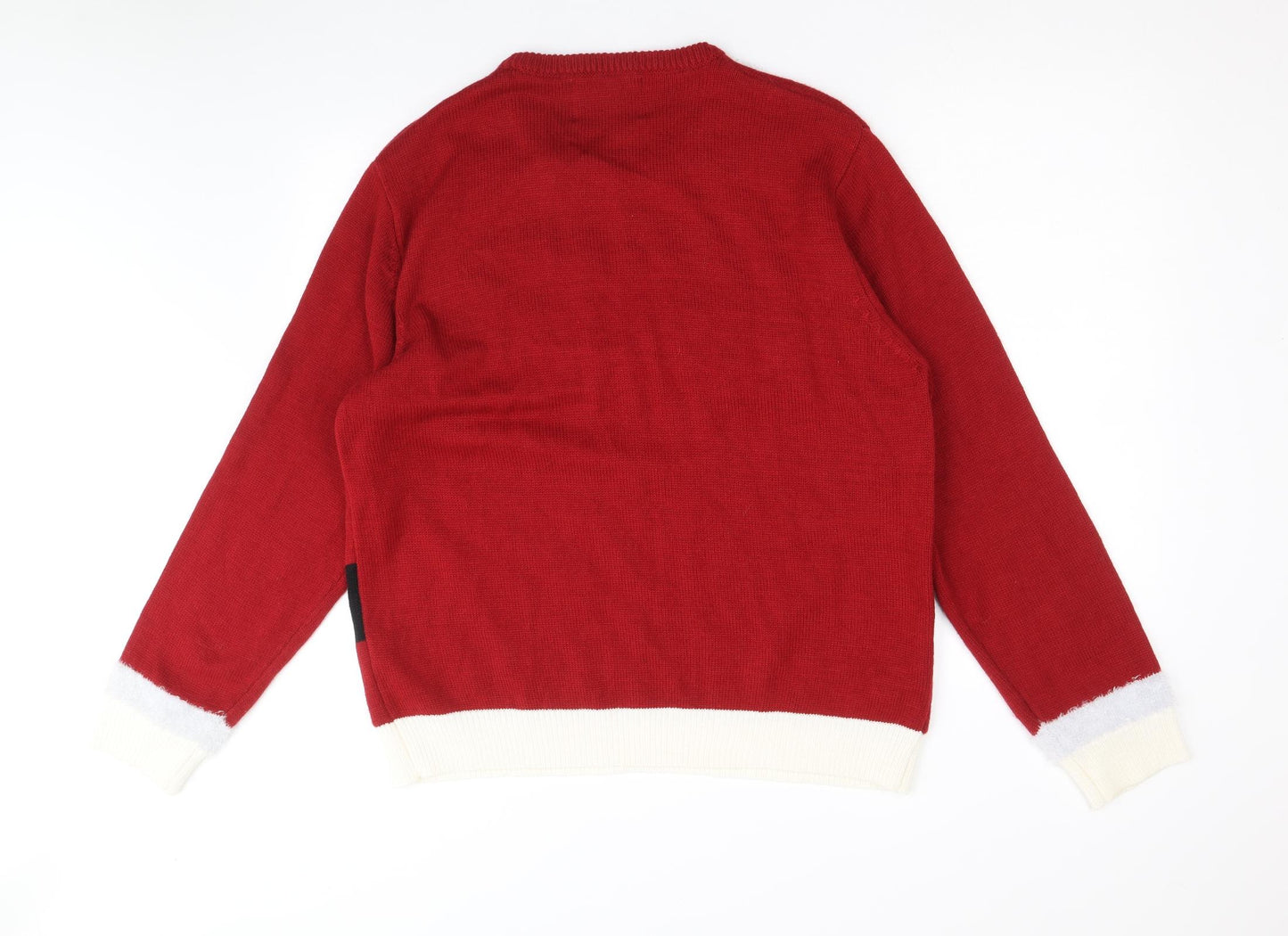 Cedar Wood State Mens Red Round Neck Acrylic Pullover Jumper Size 2XL Long Sleeve - Santa Jumper