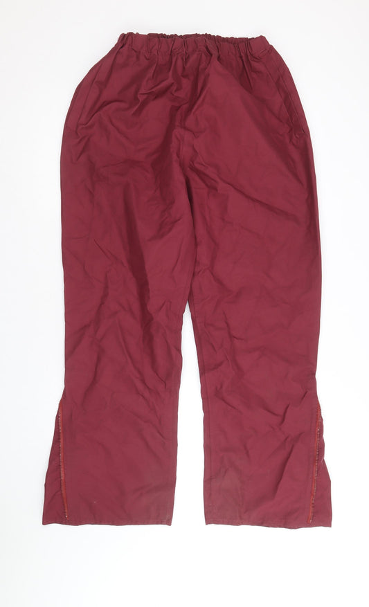 Preworn Mens Red Polyester Rain Trousers Trousers Size M Regular