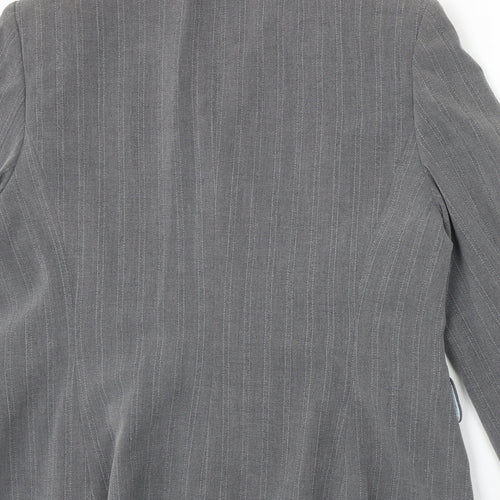 Marks and Spencer Womens Grey Striped Polyester Jacket Suit Jacket Size 16