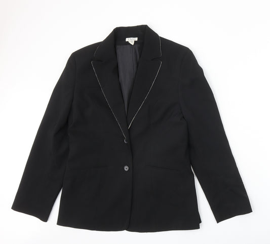 OPUS Womens Black Polyester Jacket Blazer Size 14