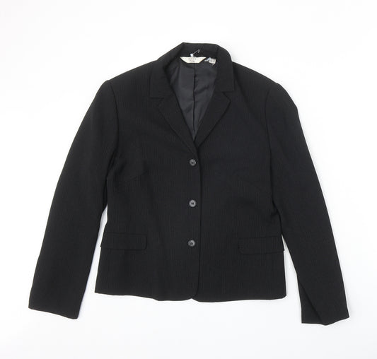 NEXT Womens Black Polyester Jacket Blazer Size 12