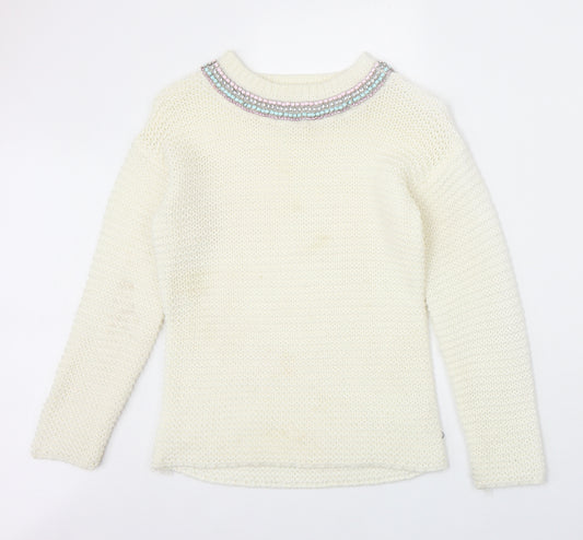 Young Dimension Girls Ivory Round Neck Acrylic Pullover Jumper Size 10-11 Years Pullover