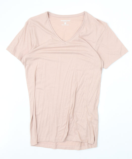 Cedar Wood State Mens Pink Cotton T-Shirt Size XS V-Neck