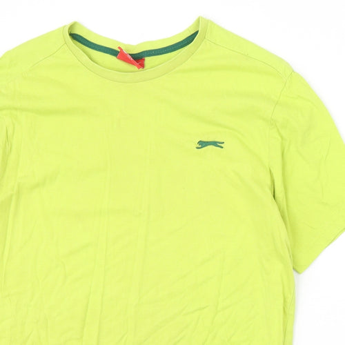 Slazenger Mens Green Cotton T-Shirt Size S Round Neck