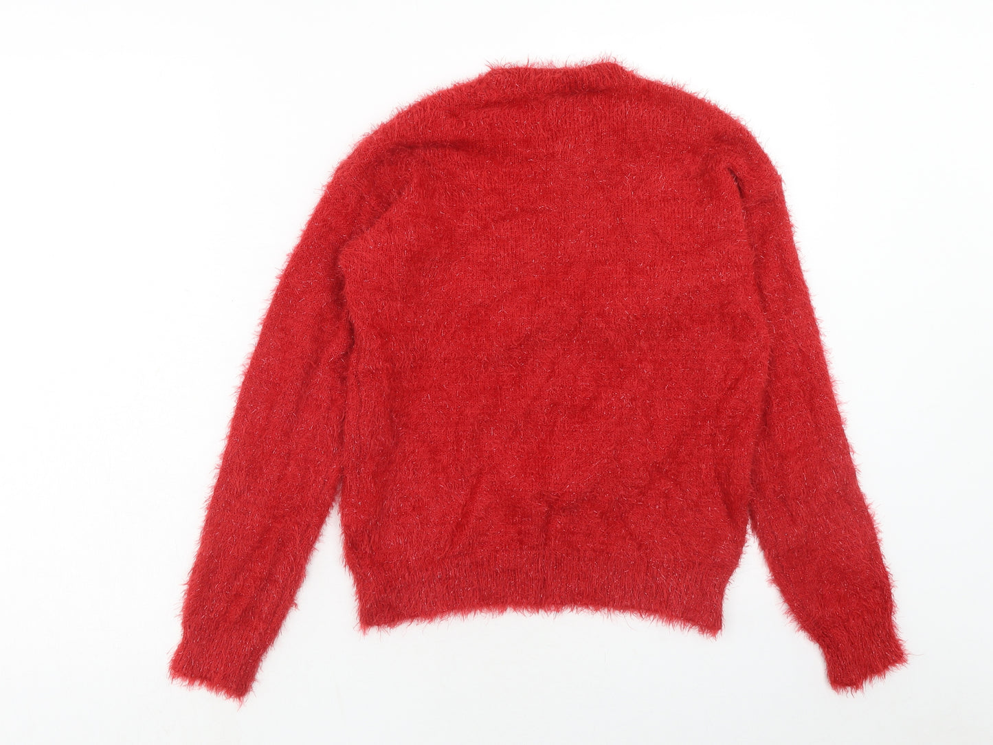 F&F Girls Red Round Neck Polyamide Pullover Jumper Size 11-12 Years Pullover - Reindeer