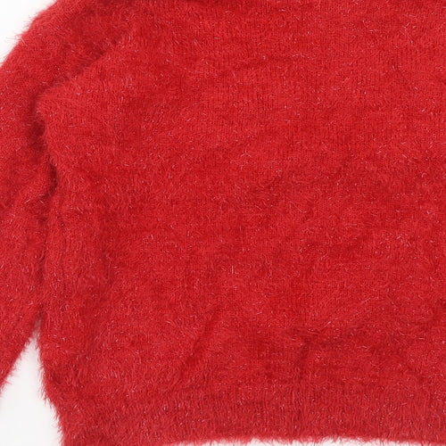 F&F Girls Red Round Neck Polyamide Pullover Jumper Size 11-12 Years Pullover - Reindeer