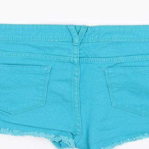 Denim & Co. Womens Blue Cotton Hot Pants Shorts Size 10 L3 in Regular Button