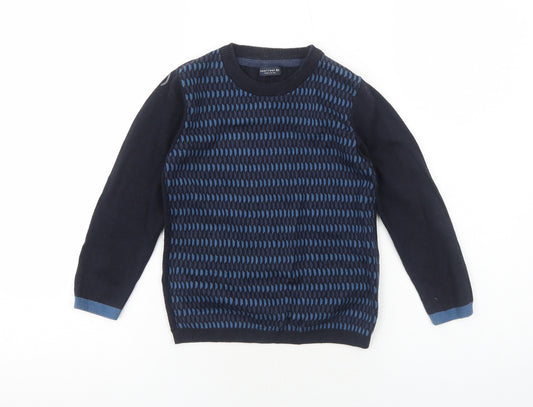 NEXT Boys Blue Round Neck Geometric Cotton Pullover Jumper Size 5 Years Pullover