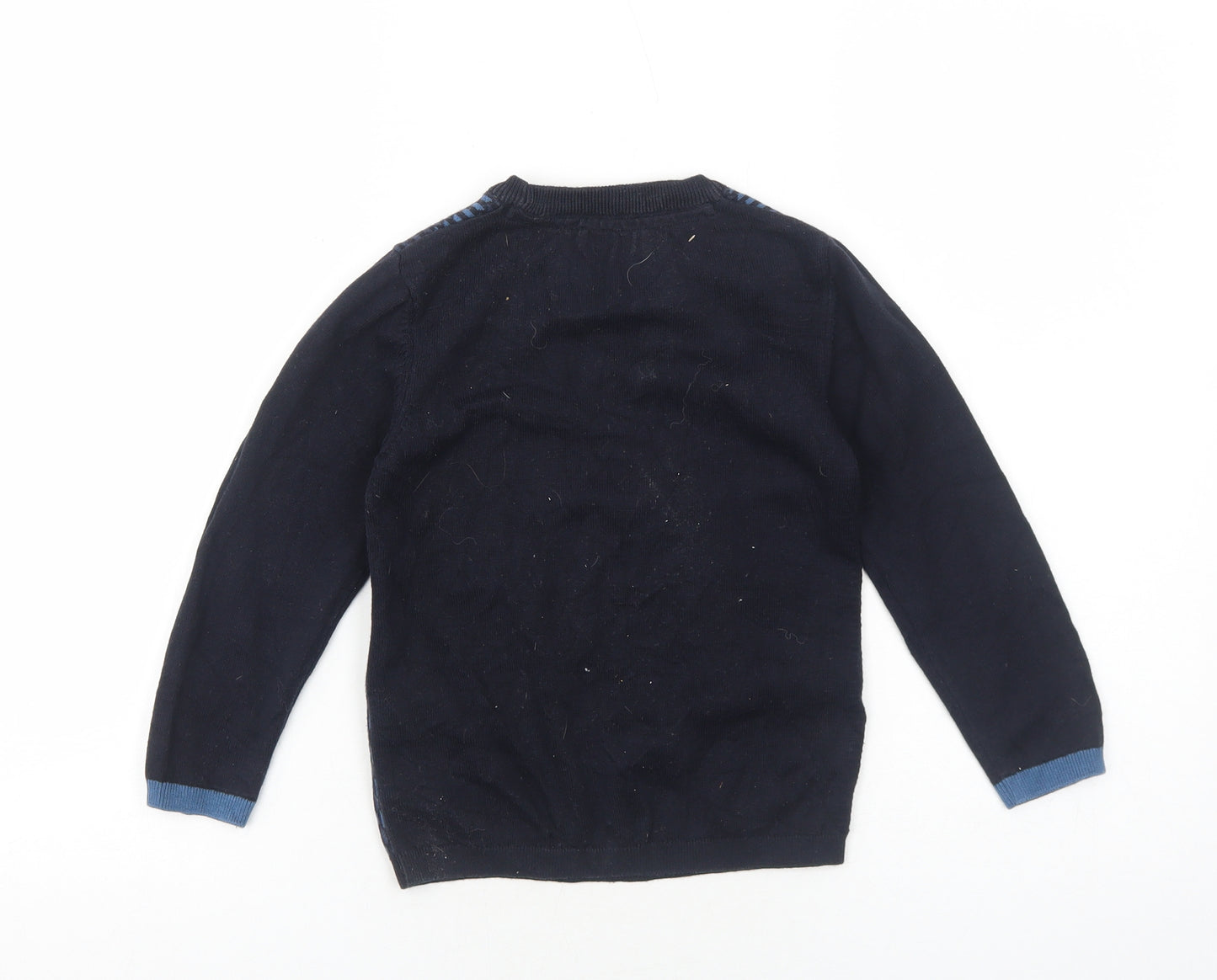 NEXT Boys Blue Round Neck Geometric Cotton Pullover Jumper Size 5 Years Pullover