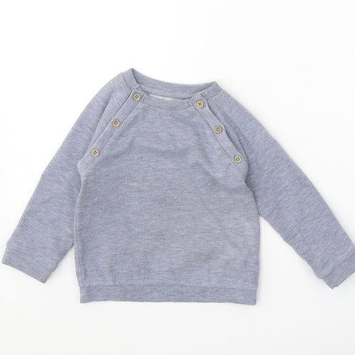 TU Boys Blue Polyester Pullover Jumper Size 9-12 Months Button
