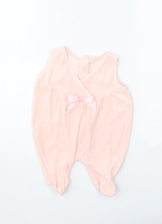 Mothercare Girls Pink Cotton Babygrow One-Piece Size 0-3 Months Snap