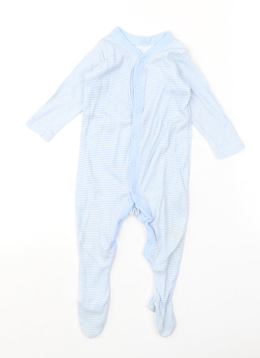 Nutmeg Boys Blue Striped 100% Cotton Babygrow One-Piece Size 6-9 Months Snap