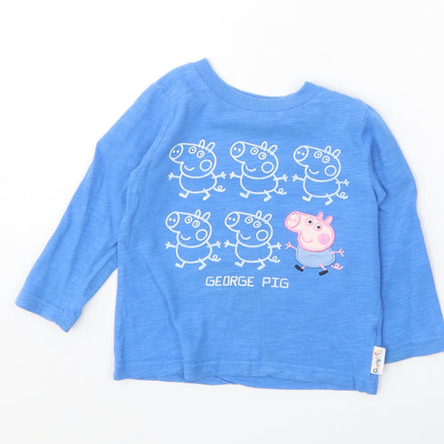 Peppa Pig Blue 100% Cotton Pullover T-Shirt Size 12-18 Months Round Neck Snap - Peppa Pig