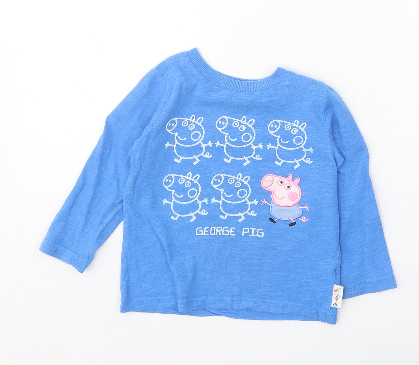Peppa Pig Blue 100% Cotton Pullover T-Shirt Size 12-18 Months Round Neck Snap - Peppa Pig