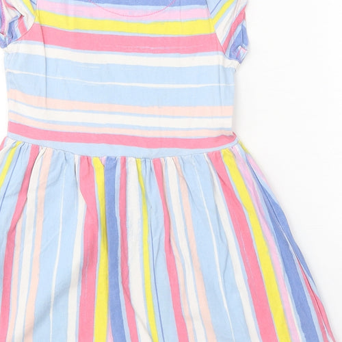 George Girls Blue Striped 100% Cotton T-Shirt Dress Size 2-3 Years Round Neck Pullover