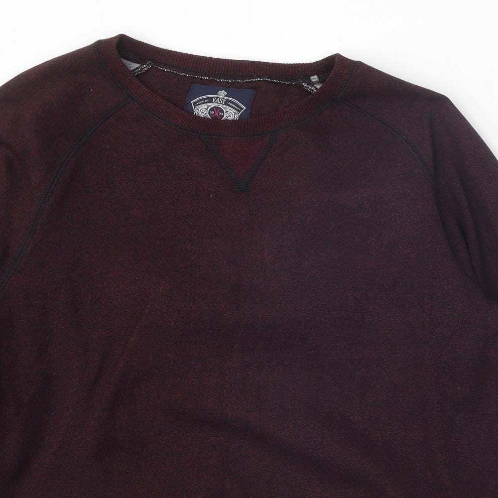 Easy Mens Purple Round Neck Cotton Pullover Jumper Size M Long Sleeve
