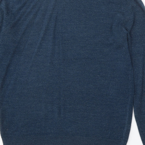 Cedar Wood State Mens Blue Round Neck Acrylic Pullover Jumper Size S Long Sleeve