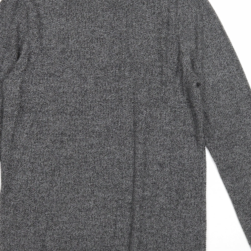 George Mens Grey Round Neck Acrylic Pullover Jumper Size S Long Sleeve