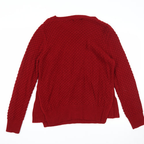 Sfera Womens Red Round Neck Acrylic Pullover Jumper Size L