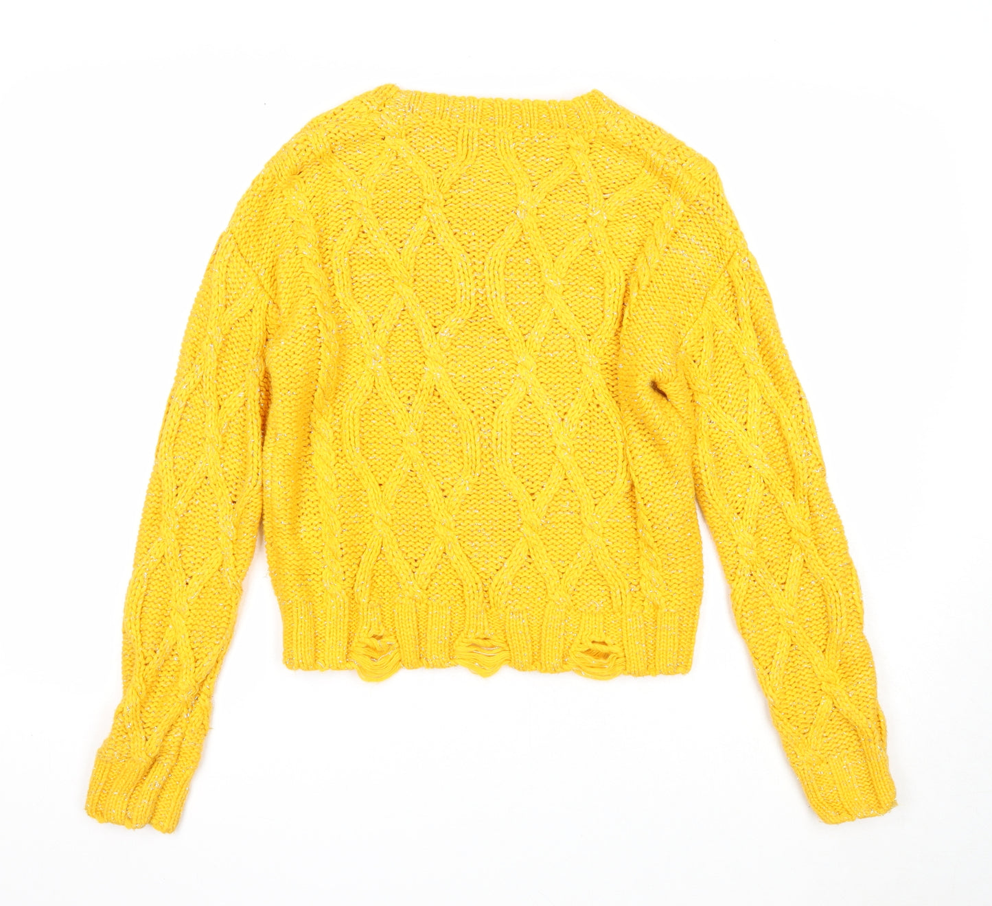 Kylie Girls Yellow Round Neck Acrylic Pullover Jumper Size 13 Years Pullover